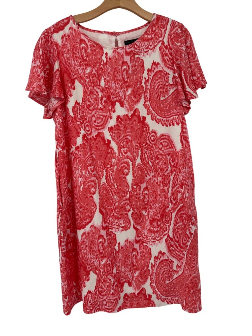 Grace Elements pink paisley Shift Dress  Linen blend size large  New $88